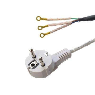 China CEE 16A Electric Iron Cotton Cable VDE Black White Ac Power Cord Steam Home Appliance H03RT-F 3x42/0.15mm Male End Type for sale