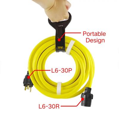 China 3/10/25/50FT L6-30R Heavy Duty Generator Locking Power Cord Generator Extension Cord SJTW Draagbare Generator Power Cord Te koop