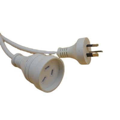 China AC Power Cord Standard Australian AU 3-Pin Plug Custom Length White Power Extension Lead Cord Rated Current 5A for sale