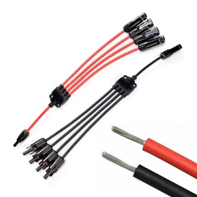 China DC 1500V Rated Voltage 4 to 1 Power Cord Europe Plug 1 to 4 Solar Panel Extension Cable for Heavy Duty Solar Pv Connector for sale