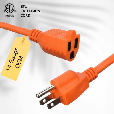 China End Type / 15ft Heavy Duty Power Cord In 3 Prong16 SJTW AWG On Outdoor Belllights With Nema-15 Orange Plug For Extension cords for sale