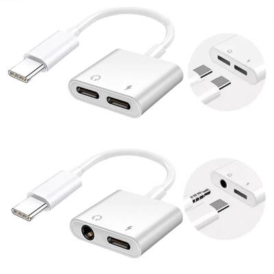 China Dual Mini Size USB Type C DAC Splitter 2 in 1 Audio Fast Charging Type C to 3.5mm Earphone Adapter for S20 Ultra S10 Plus 9 Note10 for sale