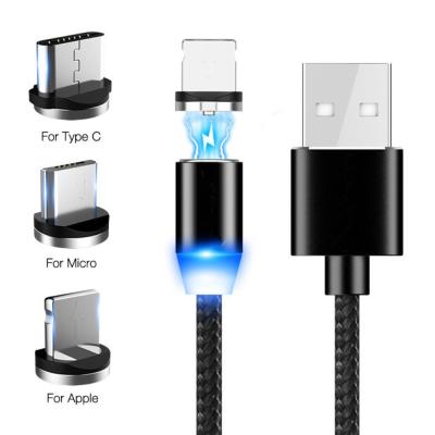 China New Arrival Hardware 3 Plug 3 In 1 Magnetic USB Fast Charging Micro Cable Type C Usb C Phone Data Cable Charger For Samsung Android IOS for sale