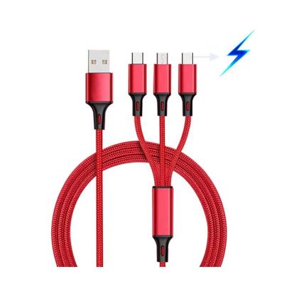 China new design factory price 3in1 cable 3 in 1 universal multi function usb cable charging 3 in 1 usb cable fast charging for iphone,type-c for sale