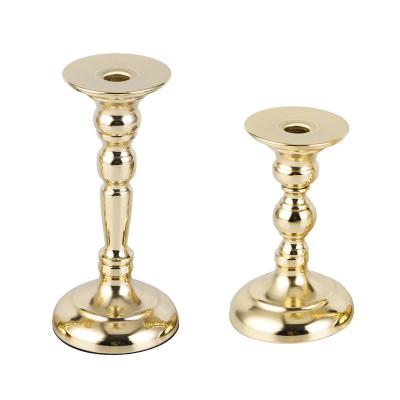 China Dining room table luxury home decorative wedding decoration gold stand metal candlesticks for sale