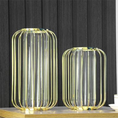 China Clear Glass Vases Flower Vase Decorative Gold Glass Desktop Centerpiece Decoration for Home Decoration for sale