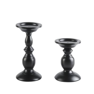 China Exquisite Columnar Black Metal Candle Holder Wedding Dining Table Core Candle Holder European Style Home Multi Type Candlestick for sale