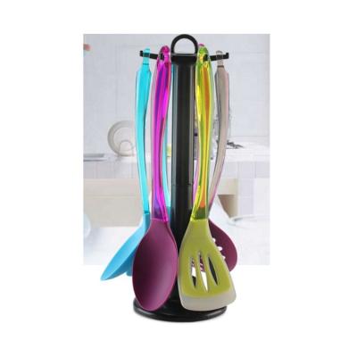 China 5 Piece Viable Transparent Colorful Kitchenware Silicone Kitchen Utensil High Temperature Resistant Set for sale