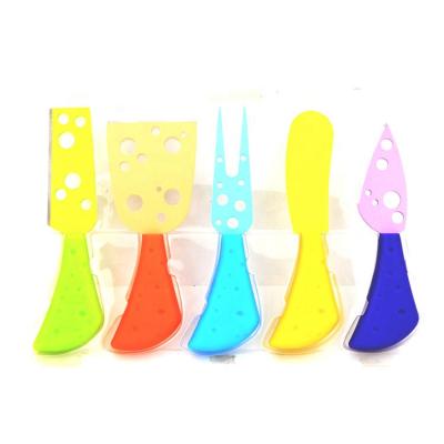 China Viable Hot Sale 4pcs Color Painting Stainless Steel Cheese Cutter Knife Set for sale