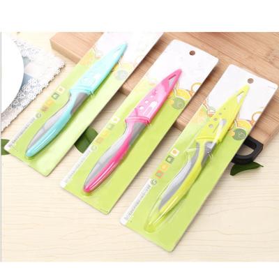 China Food Grade Sustainable Portable Stainless Steel Blade Fruit Sharp Personalized Knife With Cover for sale