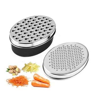 China Viable Stainless Steel Ginger Grater Hard Parmesan Vegetable 7 Inch Round Grater With Food Storage Rack for sale