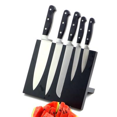 China Viable New Design Hot Selling Stainless Steel 6pcs Kitchen Knife Set With Magnetic Block Knife Holder for sale