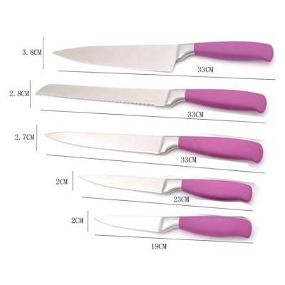 China Sustainable good quality 5pcs stainless steel kitchen knife set for sale