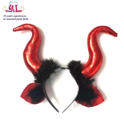 China Polyester Halloween Props Devil Horns Headband Costume Party Evil Halloween Helmet for sale