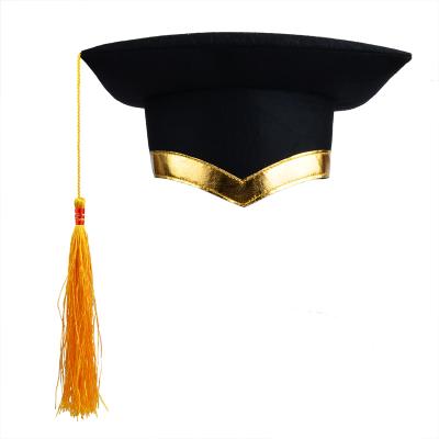 China Gift Promotion Graduation Unisex Adult Nonwoven Felt Hat With Gold Tassel 2021 Graduation Cap for sale