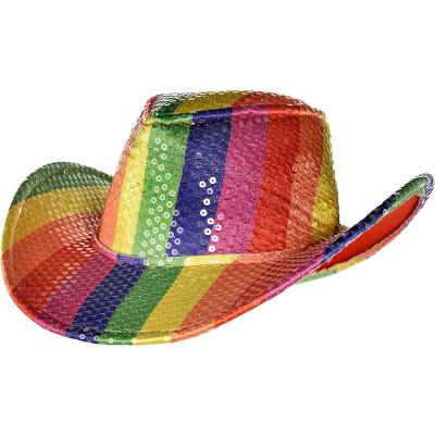 China Gay Pride Sequin Rainbow Gay Pride Cowboy Hat for sale