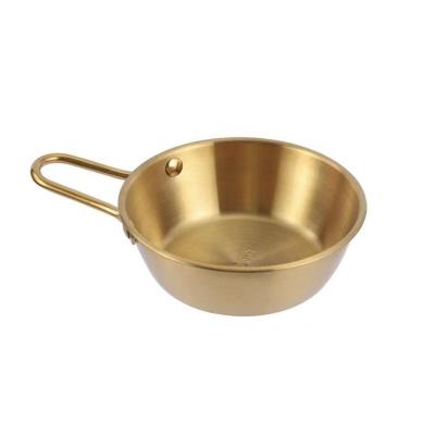 China Viable Wholesale Korean BBQ Sauce Small Dishes Tie Handle Metal Stainless Steel Dip Dish for sale