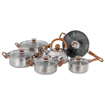 China Well Selling Sustainable Stainless Steel Kitchen Cooking Pot Sets Six-Piece Frying Pan Soup Pot Cookware Sets for sale