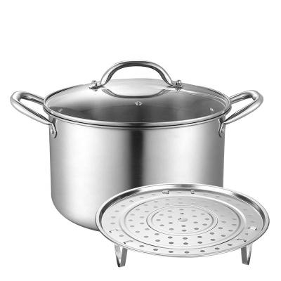 China 410 Stainless Steel Soup Pot 28cm Stock Pot Stew Pot Stew Pot Stew Pot Steamer Standable Large Capacity Steam Rack and Stock Pots for sale