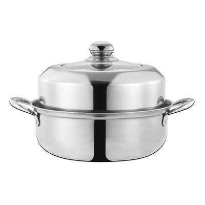 China Sustainable Sale Well 410 Stainless Steel Food Steamer Two Layers Cooking Pot Steamer Pot for sale