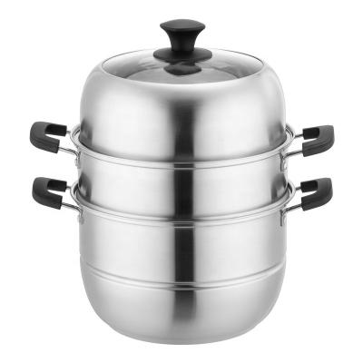 China Sustainable Selling 201 Stainless Steel Steamer Pot Well 2/3 Layer Cooking Pots Steamer Pot for sale