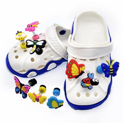 China Hot Sale Custom Creative Soft Mini Soft Shoe Accessories 3d PVC Butterfly Shoe Buckle Selling Rubber Charms Good Quality PVC 3d for sale