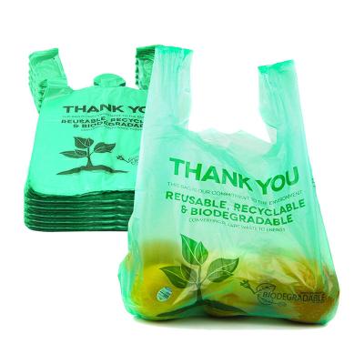 China Custom Eco Friendly 100% Compostable Grocery Pla T-shirt Wholesale Plastic Biodegradable Bag Recyclable for sale