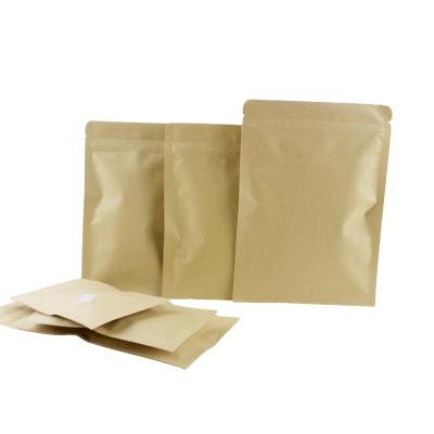 China Disposable Custom Printed Ziplock Back Up Flat Paper Bagbags Non Handle Kraft Paper Bag for sale