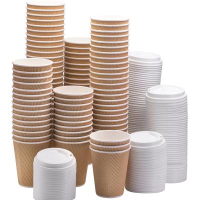 China Factory Direct Sale Disposable Customize Logo Disposable Paper Double Wall Coffee Cup With Lid for sale