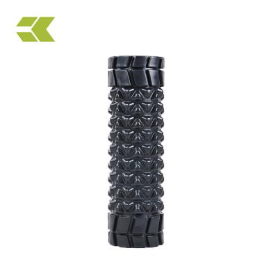 China Indoor Sporting Goods Professional Moli EVA Foam Roller Fitness Black Embossed Massage Yoga for sale