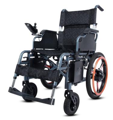 China 20 Inch Magnesium Big Wheel Health Care Outdoor Manual Rear Wheels Light Up Foldable Electric Wheelchair for sale