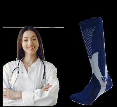 China Logo Sport 20-30mmHg Men Professional Sports Soccer Breathable Custom Compression Socks for sale