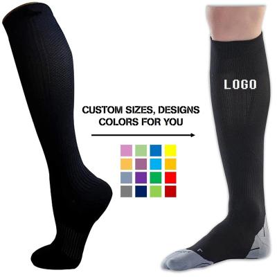 China Breathable Profession Custom 20-30 mmHg Sports Compression Equestrian Socks Football Soccer Custom Nylon Compression Socks for sale