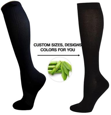 China Breathable Sport Custom Compression Socks 15-20 mmHg Custom Logo Bamboo Compression Socks for sale