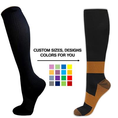 China Sports Knee High Socks Logo Compression Sock Copper Cycling Breathable Compression Custom Equestrian Socks for sale