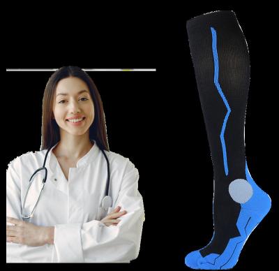 China Breathable Custom Logo Customized Compression Nursing Royal Blue Compression Socks For Men Women for sale