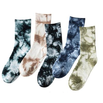 China Breathable Custom Wholesale Cotton Tie Dye Tie Ins Logo Embroidery Designer Socks Unisex Socks for sale