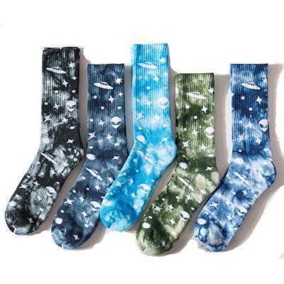 China Breathable Hot Selling Lines Cotton Sport Crew Designer Logo Mens Tie Dye Custom Socks for sale