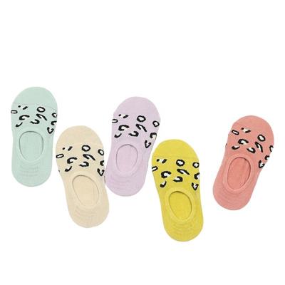 China Kids Personality Athletic Leopard Non Slip To Heel Organic Cotton Invisible Socks for sale