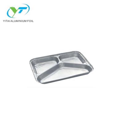 China Eco - Friendly High Quality 3 Components Divided Aluminum Foil Container For Airline for sale