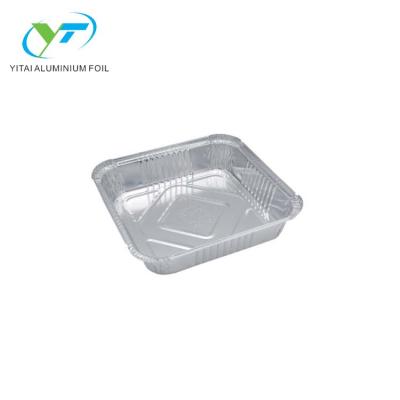 China 9 Inch Eco - Friendly Aluminum Foil Square Food Container With Cardboard Lid for sale