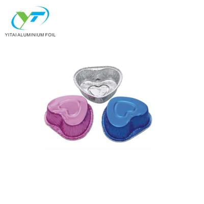 China Food Aluminum Foil Container Heart Shape Bakery Use Cup for sale