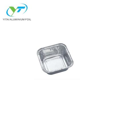 China Mini Square Aluminum Foil Container Eco - Friendly Pudding Cup With Lid for sale