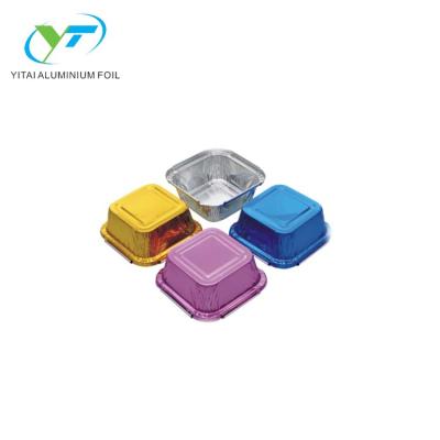 China Colorful Small Square Bakery Use Aluminum Foil Pudding Cup Eco - Friendly for sale