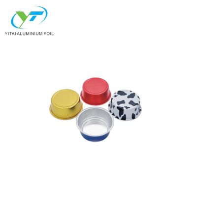 China Eco - Friendly Colored Round 150ml Aluminum Foil Baking Cup With Lid for sale