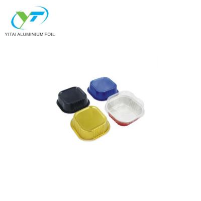 China Eco-friendly 100ml Disposable Colored Smoothwall Aluminum Foil Square Baking Cup for sale