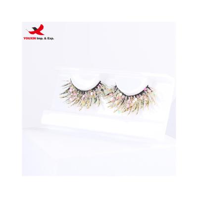 China New Arrival High Quality 3D Available FENGFLY Eyelashes Glitter Glow 17mm - 20mm Lashes Dense Christmas Halloween Handmade Glitter Colored Mink Eyelash Strips for sale