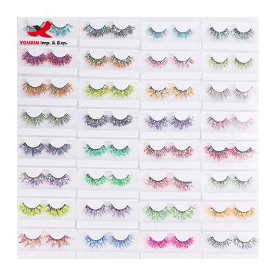 China High Quality Fast Shipping 33 Styles FENGFLY Holiday Color Eyelashes Holiday Makeup Colorful Shiny Eyelash Glow Adhesive Adhesive Color Lashes Tape With Glitter for sale