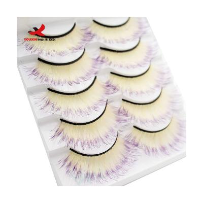 China FENGFLY False Eyelashes Nice Custom Band Appearance Lash Supplies Yellow Volume Eyelash Halloween Lashes Glow In Dark Eye Lash for sale