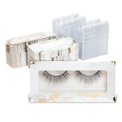 China FENGFLY 2022 Hot Selling Portable Item Eyelash Packaging Empty Box With Tray, Faux Marble Gold Foil Lash Holder Case For Wholesale for sale